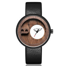Wood Watch Men Unique Dial Creative Wooden Quartz Watch Leather Luxury Wrist Watch Wood 2018 New Fashion Casual Watch Clock 2024 - buy cheap