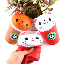 Squishy Anti-Stress 14cm Cut Cappuccino Squishies Coffee Cup Cat Scented Slow Rising Squeeze Collection Squishes Gift Toy 2024 - buy cheap