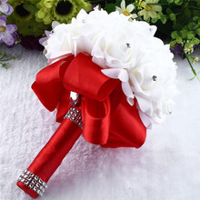 Новые розы с кристаллами, жемчужный букет невесты на свадьбе, свадебные искусственные шелковые цветы, свадебные цветы #3d13 2024 - купить недорого