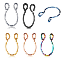 TIANCIFBYJS Fake Nose Rings Hoop 8mm Stainless Nose Septum Ring Earrings Body Piercing Jewelry for Men Women Mix 5 Colors 20G 2024 - buy cheap