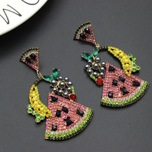 Baroque micro-set color flash drill banana watermelon earrings T-station fashion show earrings retro court fashion earrings 485 2024 - buy cheap