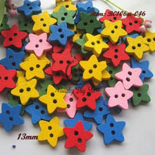 350pcs 13mm 2 Holes Colorful Star Wooden Buttons Scrapbook Craft Sewing DIY craft decals for children 2024 - buy cheap