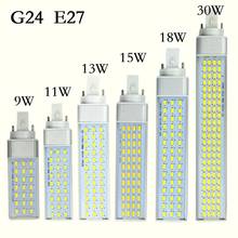 Lâmpada led g24 e27, 9w, 11w, 13w, 15w, 18w e 30w, bulbo horizontal tipo milho 2024 - compre barato