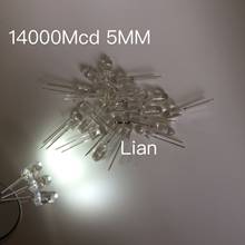 1000 pçs 5mm redonda lâmpada de luz branca led ultra brilhante lâmpadas emitindo diodo f5mm frete grátis f5 led branco 14000mcd