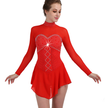 Платье для катания на коньках, красное, с кристаллами, для взрослых, 2020 2024 - купить недорого