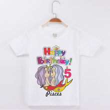 2019 1-13 Years Old Kids Birthday T-shirt Girl Pisces printing 100 Cotton Short Children Clothes Boys TShirt Clothing Girls Tops 2024 - buy cheap