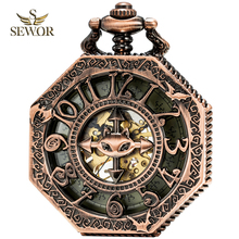 SEWOR Mens 2019 Luxury Brand Fashion Super High Popularity Men Sport Hollow Mechanical Copper Pocket Watch Antique Watch C189 2024 - купить недорого