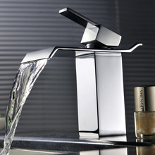 Free shipping Contemporary Brass Waterfall Bathroom Sink Faucet mixer tap Square chrome 2024 - buy cheap