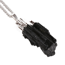 natural real black rough raw tourmaline stone chakra powerful energy healing stone pendant 2 color chain necklace for unisex 2024 - buy cheap