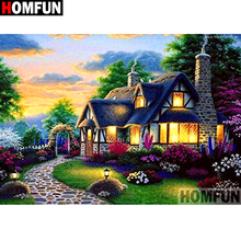 Homfun quadrado completo/broca redonda 5d diy pintura de diamante "casa paisagem" bordado ponto de cruz 3d decoração de casa a10700 2024 - compre barato