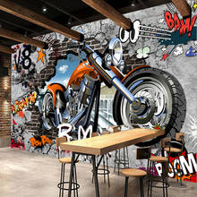 Mural de parede personalizado 3d, arte das ruas, motocicleta, café, ktv, bar, quarto de criança, fres 2024 - compre barato