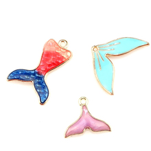 6X Colors Enamel Metal Mermaid Tail KC Gold Color Charms Girls Women DIY Necklace Pendant Jewelry Accessory Findings 2024 - buy cheap