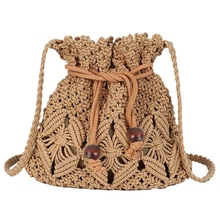 Women Bucket Woven Bag Straw Shoulder Bag Drawstring Hobo Beach Travel Bag,Crossbody Bag Lady Small Bags 2024 - buy cheap