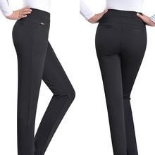 Women's Suit Pants Autumn Winter Plus Velvet Thick Warm Pants Trousers High Waist Elastic Straight Pants Office Clothing 2019 2024 - buy cheap