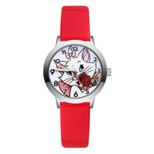 Fashion Cartoon Cute cat Rose flower style Children's Watches Kids Student Girls Quartz leather Wrist Watch JA34 2024 - buy cheap