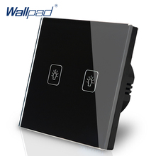 2 Gang 1 Way Eu European Standard Switch 110V-240V Wallpad Black Crystal Glass LED IndicatorTouch Switch Free Shipping 2024 - buy cheap