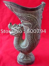 Dinastía Qing rara (Qianlong: 1736-1795) jarrón de dragón de bronce 2024 - compra barato
