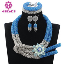 Azul/plata India moda bisutería Africana inspirado en la joyería de la boda Set para novias 2017 envío gratis ABH238 2024 - compra barato