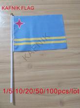 KAFNIK ,10/20/50/100pcs ARUBA Fabric Flags 14*21CM with Plastic Hand Held 2024 - buy cheap