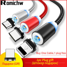 Магнитный Micro USB кабель ROMICHW для iPhone, samsung, кабель type-C для Xiaomi, huawei, USB зарядное устройство, адаптер, USB-C, кабели для мобильных телефонов 2024 - купить недорого