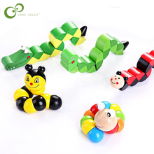 Montessori Toys Educational Wooden Toys Children Early Learning Exercise Baby Fingers Flexible Kids Wood Twist Insects Game GYH 2024 - buy cheap