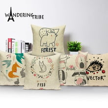 Cartoon Cushion Cover Bunny Fox Animal Pillow Case High Quality Custom 45 * 45 Cushions Decorative Pillows for Sofa Pillow Linen 2024 - buy cheap