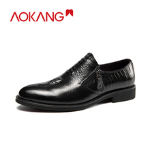 Aokang 2019 Homens Se Vestem Sapatos de Couro Genuíno Dos Homens Sapatos Formal Sapatos Derby Homens Deslizar Sobre Confortáveis de Alta Qualidade Marca de Luxo sapatos 2024 - compre barato