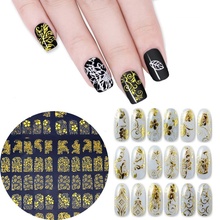 108Pcs Gold Silver Metallic 3D Nail Art Stickers Decals Flowers Stickers Manicure Nail Decorations Transfer Stickers Tips 2024 - buy cheap