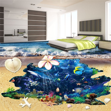 Beibehang spray conchas y estrellas de mar mundo submarino 3D suelo baño cocina pasillo a murales de papel de pared 2024 - compra barato
