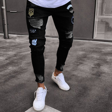 2020 мужские стильные рваные джинсы брюки байкерские обтягивающие прямые потертые джинсовые брюки Новая мода обтягивающие джинсы одежда 8J0563 2024 - купить недорого