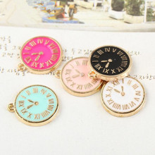 Wholesale Assorted Colors 50PCS Oil Drop Clock Pendant Charms Gold Tone Enamel DIY Bracelet Necklace PHone Chain Keyring Charm 2024 - buy cheap