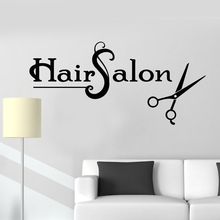 Hair Salon Scissors Vinyl Wall Decal Barbershop Stylist Stickers Mural Beauty Salon Window Sgin For Barber Shop Wall Decals H437 2024 - buy cheap
