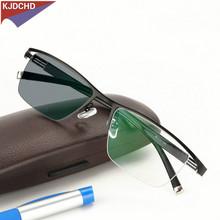 New Design Photochromic Reading Glasses Men Half Rim Titanium alloy Presbyopia Eyeglasses sunglasses discoloration with diopters 2024 - buy cheap