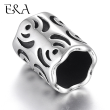 Stainless Steel Bead Large Hole Beads Blacken Tube Charms Fit 8mm Round Leather Cord Bracelet Jewelry Making DIY Supplies 2024 - buy cheap