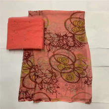 Tecido de seda com rendas voile suíço africano de alta qualidade macio tissu para senhoras impresso chiffon de seda tecido! LXF671 2024 - compre barato