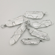 Colgantes de piedra Natural irregular a la moda, collar de cristal con estilo de cuarzo transparente blanco para la fabricación de joyas, 6 unids/lote 2024 - compra barato