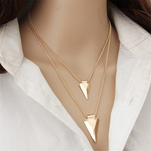 Double Triangle Pendants Necklaces Women Gold Color Link Chain Statement Necklace Charm Jewelry Accessories Choker 2024 - buy cheap