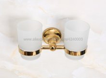 Cup & Tumbler Holders Glass Cup Bathroom Accessories Gold Brass Double Tumbler Holders Toothbrush Cup Holders Kba884 2024 - buy cheap
