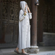 Одежда для медитации Традиционный китайский костюм традиционная китайская одежда халат из хлопка и льна с капюшоном AA2511 YQ 2024 - купить недорого