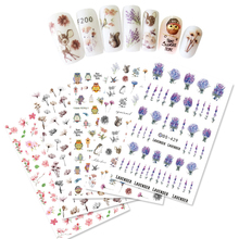 6 Sheets 3D Nail Sticker Water Decal Set Flower Daisy Lavender Animal Pattern Nail Art Transfer Sticker  Tips DIY 2024 - buy cheap
