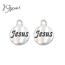 Kjjewel jesus charme antigo banhado a prata encantos pingente apto fazer pulseira jóias diy jóias descobertas 15mm 2024 - compre barato