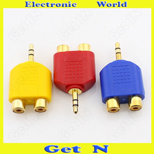 10 Uds conector Adaptador de Audio dorado Multicolor conversión 3,5mm estéreo macho a doble RCA hembra 2024 - compra barato