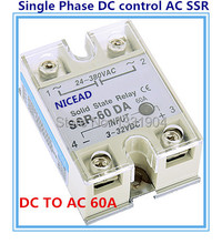 5PCS/LOT Single phase solid state relay DC  to AC SSR-60DA 60A SSR relay input DC output AC 2024 - buy cheap