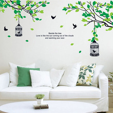 Calcomanías de pared para sala de estar y dormitorio, adhesivos extraíbles grandes de 150x105cm, ramas de árboles, jaula de pájaros, murales 2024 - compra barato