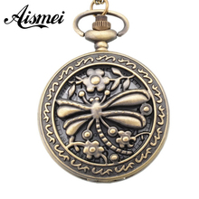 New Antique Small Dragonfly Pocket Watch Xmas Gift Fashion & Leisure Necklace Pocket Watch 2024 - buy cheap