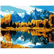 Pintura por números DIY, 50x65cm, paisaje de reflejo de árbol de cielo azul, regalo hecho a mano para adultos, regalo único, decoración del hogar 2024 - compra barato