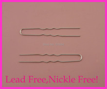 30PCS 1.2mm*6.5cm length waved U shape silver finish  plain metal hair fork sticks at nickle free and lead free,Bargain for Bulk 2024 - buy cheap