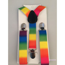Boys Girls Kids Suspender Party Rainbow Multi-Colored Stripe Pattern Y-Back Braces Adjustable Elastic Suspenders YHH0035 2024 - buy cheap