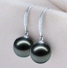 shipping NEW HOT SELL 10-11MM NATURAL TAHITIAN GENUINE BLACK PERFECT ROUND PEARL EARRING Fine Factory direct  2024 - buy cheap