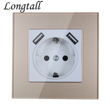 USB Wall Socket charger Free shipping Double USB Port 5V 2A usb wall outlet high quality Gold Acrylic LDG-03 2024 - buy cheap